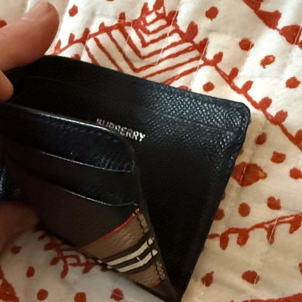 Burberry Black and Tan Striped Card Holder